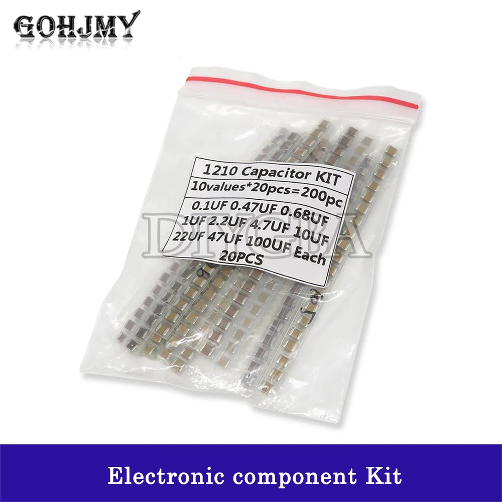 200 шт. 1210 SMD конденсатор в ассортименте, набор образцов 100 нФ ~ мкФ, электронный набор «сделай сам», 10 значений * 20 шт.
200 шт. 1210 SMD конденсатор в ассортименте, набор образцов 100 нФ ~ мкФ, электронный набор «сделай сам», 10 значений * 20 шт.