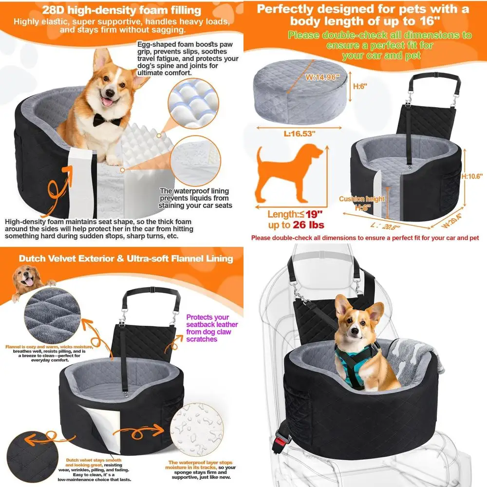 Автомобильное кресло для собак мелких и средних пород весом до 19 кг, с высокоплотной пеной с эффектом памяти и водонепроницаемым чехлом, дорожная лежанка с карманами для хранения
Автомобильное кресло для собак мелких и средних пород весом до 19 кг, с высокоплотной пеной с эффектом памяти и водонепроницаемым чехлом, дорожная лежанка с карманами для хранения