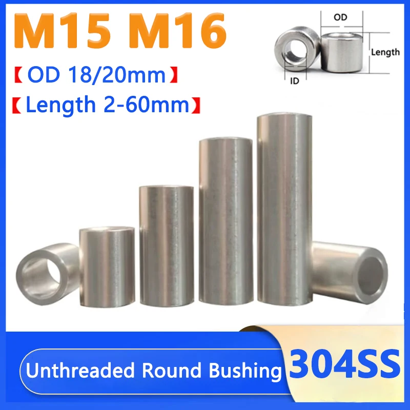 M15 M16 304 Stainless Steel Bushing Washer Gasket Unthreaded Round Hollow Standoff Spacer Sleeve OD 18/20mm Lengthen 2-60mm
M15 M16 304 Stainless Steel Bushing Washer Gasket Unthreaded Round Hollow Standoff Spacer Sleeve OD 18/20mm Lengthen 2-60mm