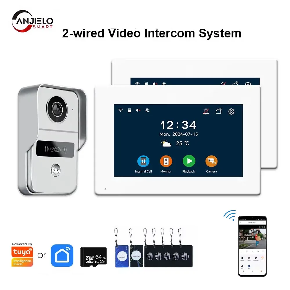 Anjielo Tuya Smart Wi-Fi двухлинейная система видеодомофона, сенсорный экран 7/10 для домашнего дверного звонка, поддержка IP-камеры
Anjielo Tuya Smart Wi-Fi двухлинейная система видеодомофона, сенсорный экран 7/10 для домашнего дверного звонка, поддержка IP-камеры