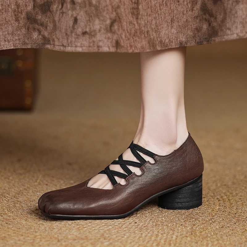 Women's French Style Square Toe Mid-Heel Mary Jane Ballet Shoes, Horsehide Leather Slip-On Chunky Heel Casual Pumps for Girls
Women's French Style Square Toe Mid-Heel Mary Jane Ballet Shoes, Horsehide Leather Slip-On Chunky Heel Casual Pumps for Girls