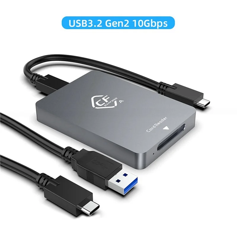 Cfexpress Type A Card Reader Silver-Gray Aluminium Alloy USB 3.2 10Gbps Cfexpress Reader With USB C To USB C/USB A Cable
Cfexpress Type A Card Reader Silver-Gray Aluminium Alloy USB 3.2 10Gbps Cfexpress Reader With USB C To USB C/USB A Cable
