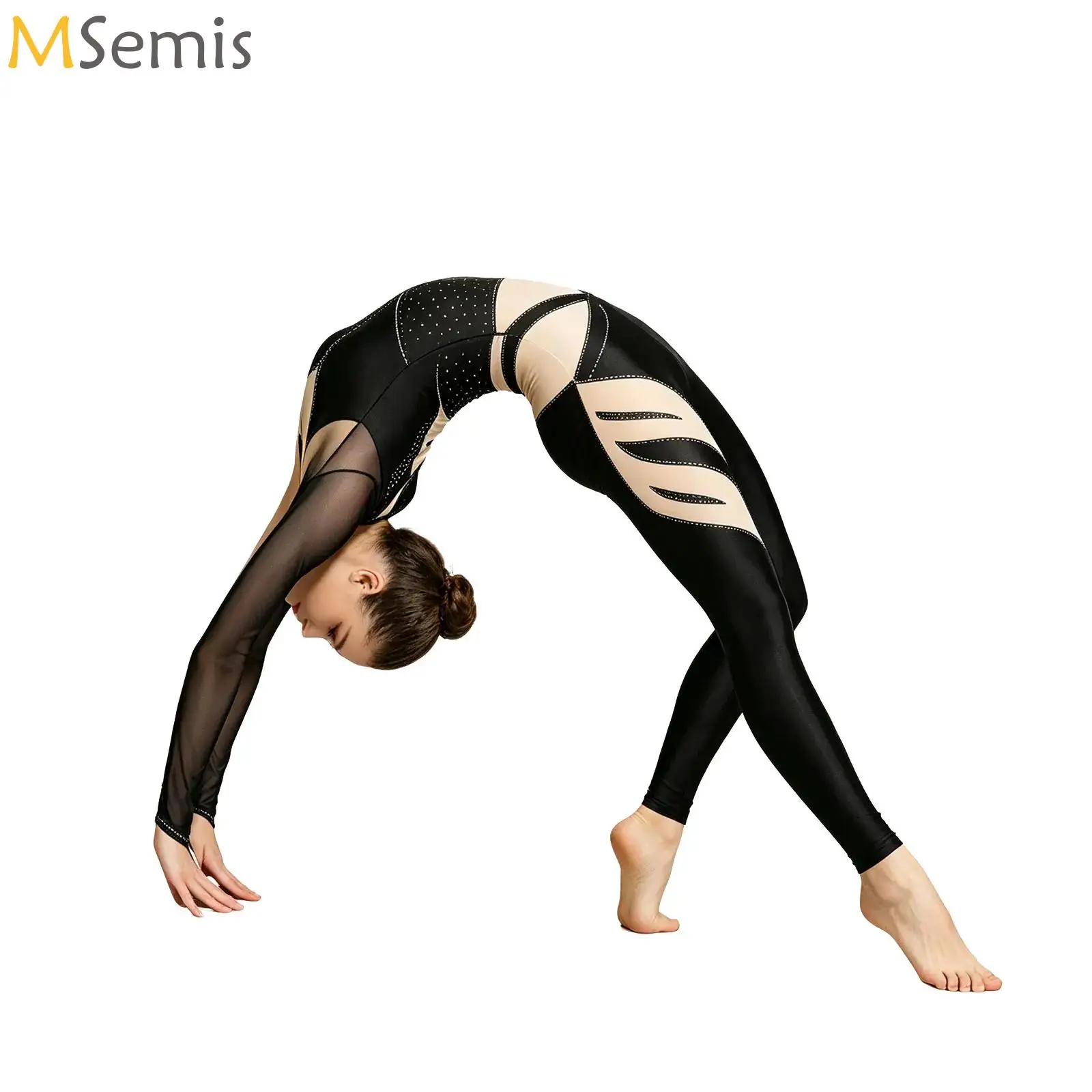 Women Gymnastics Unitard Breathable Mesh Rhinestone Asymmetrical Leggings Bottoms One Piece Jumpsuit for Performance Competition
Women Gymnastics Unitard Breathable Mesh Rhinestone Asymmetrical Leggings Bottoms One Piece Jumpsuit for Performance Competition