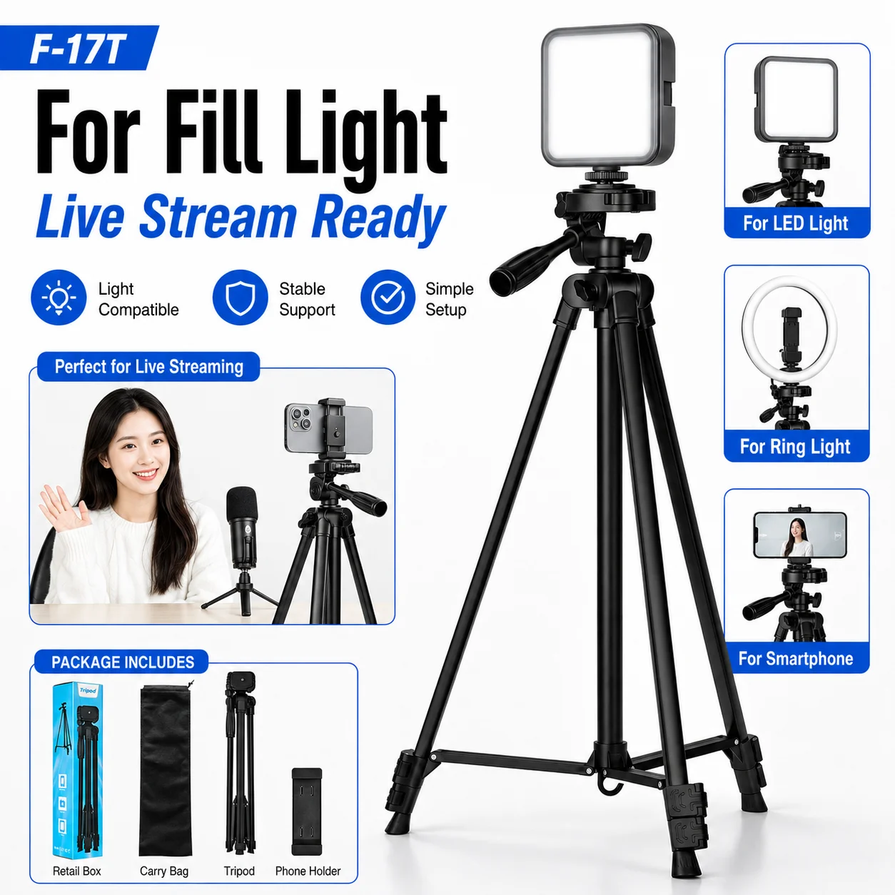 F-17T 60 Inch Camera Tripod Stand with Phone Holder Portable Iron Tube Tripod for DSLR Camera Smartphone Video Recording Live St
F-17T 60 Inch Camera Tripod Stand with Phone Holder Portable Iron Tube Tripod for DSLR Camera Smartphone Video Recording Live St