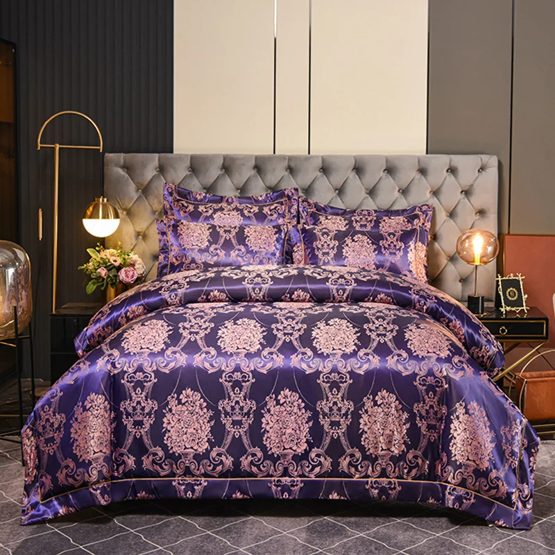 High-end satin jacquard four-piece set household bedding one-word embroidery jacquard four-piece series
High-end satin jacquard four-piece set household bedding one-word embroidery jacquard four-piece series