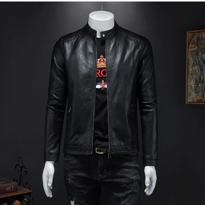 2023 Dark Leather Jacket Men's New Large Standing Neck Zipper Long Sleeve Jacket Black Coat
2023 Dark Leather Jacket Men's New Large Standing Neck Zipper Long Sleeve Jacket Black Coat
