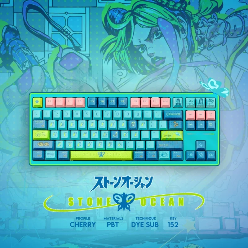 Stone Ocean Theme Anime Keycap Cherry Profile 152 Keys Cartoon Cute Custom PBT Keycaps Set For Mechanical Keyboard Accessories
Stone Ocean Theme Anime Keycap Cherry Profile 152 Keys Cartoon Cute Custom PBT Keycaps Set For Mechanical Keyboard Accessories