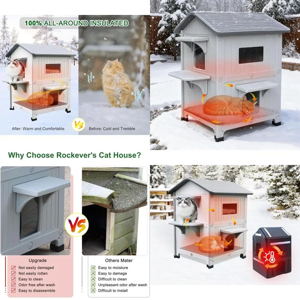 Insulated Waterproof 2-Story Outdoor Cat Shelter for Winter, Easy Assembly - White
Insulated Waterproof 2-Story Outdoor Cat Shelter for Winter, Easy Assembly - White