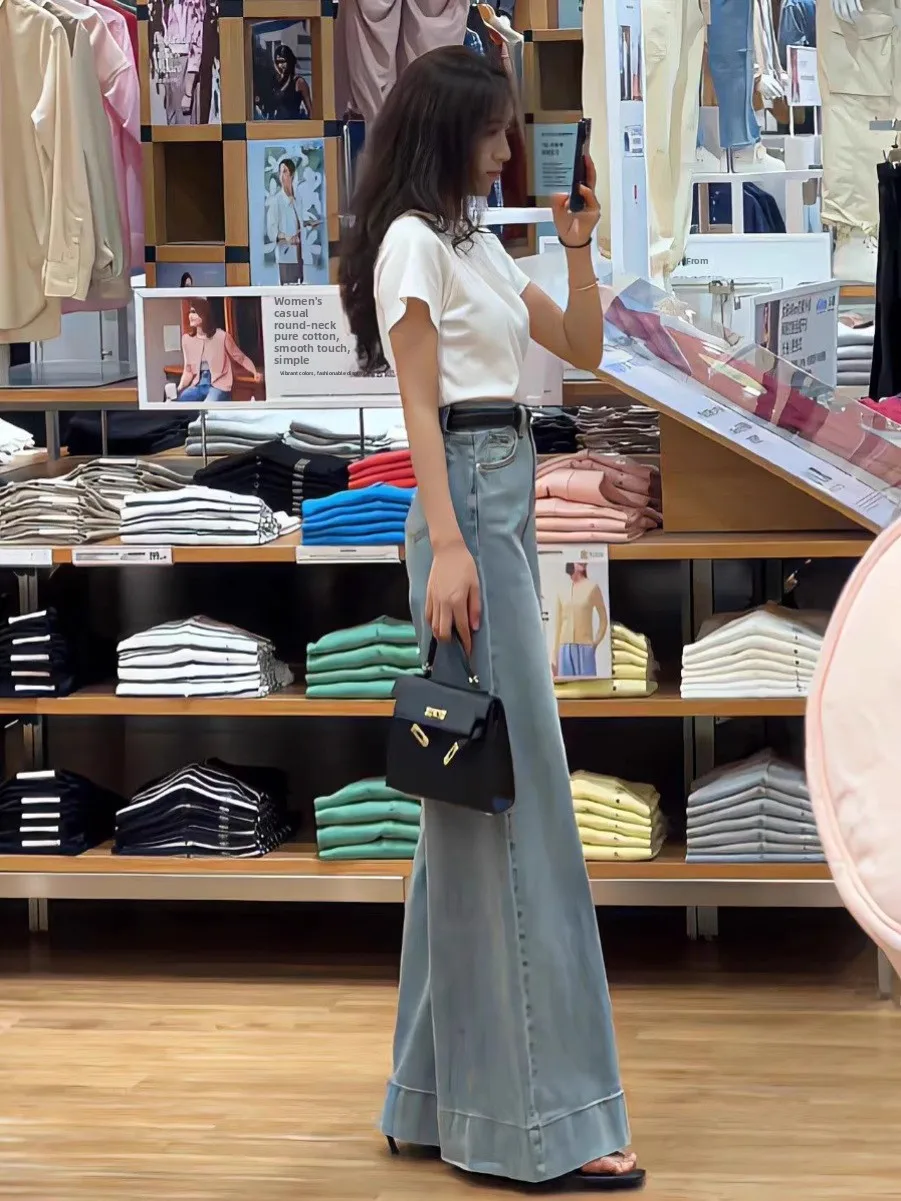 High Waist Wide Leg Denim Jeans Women's Spring Summer New Sle Korean Loose Versatile Slimming Long Pants Retro Wa
High Waist Wide Leg Denim Jeans Women's Spring Summer New Sle Korean Loose Versatile Slimming Long Pants Retro Wa
