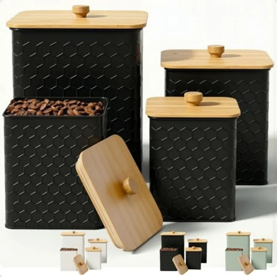Kitchen Canisters for Countertop Set of 4 - Textured Iron Kitchen Canisters with Airtight Lids - Flour Sugar Canister Set - Flo
Kitchen Canisters for Countertop Set of 4 - Textured Iron Kitchen Canisters with Airtight Lids - Flour Sugar Canister Set - Flo