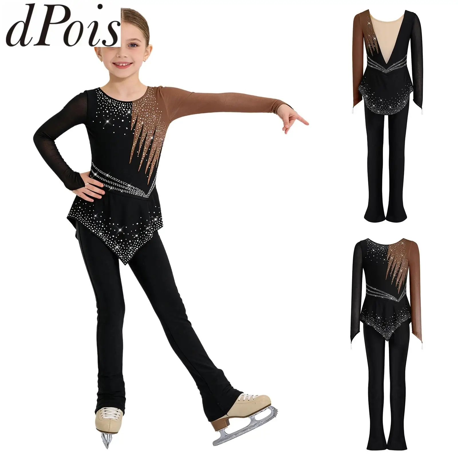 Kids Girls Gymnastic Figure Skating Peplum Jumpsuit Finger Holes Long Sleeve Rhinestones Full Bodysuit Skating Lyrical Dancewear
Kids Girls Gymnastic Figure Skating Peplum Jumpsuit Finger Holes Long Sleeve Rhinestones Full Bodysuit Skating Lyrical Dancewear