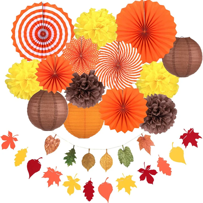 16Pcs Fall Party Decorations Orange Hanging Paper Fans Autumn Paper Pompoms Paper Lanterns Maple Leaves Bunting Garlands
16Pcs Fall Party Decorations Orange Hanging Paper Fans Autumn Paper Pompoms Paper Lanterns Maple Leaves Bunting Garlands