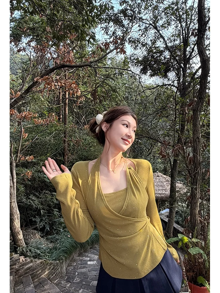 Original Design Knitted Sweater with Tee Layers of Me Ne Hanging Silver Design Early Spring Faion for Women Casual Sle
Original Design Knitted Sweater with Tee Layers of Me Ne Hanging Silver Design Early Spring Faion for Women Casual Sle