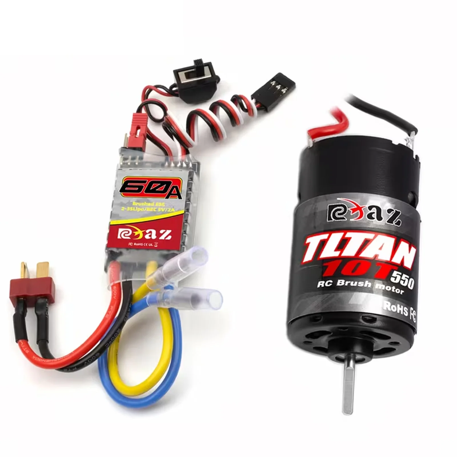 RCXAZ 550 Brushed Motor AEY 60A ESC Brushed Power Combo BEC 6V/2A Suitable for 1/10 RC Crawler TRX4 TRX6 Axial SCX10 II III Redcat Gen7 Gen8 V2 RC4WD D90
RCXAZ 550 Brushed Motor AEY 60A ESC Brushed Power Combo BEC 6V/2A Suitable for 1/10 RC Crawler TRX4 TRX6 Axial SCX10 II III Redcat Gen7 Gen8 V2 RC4WD D90