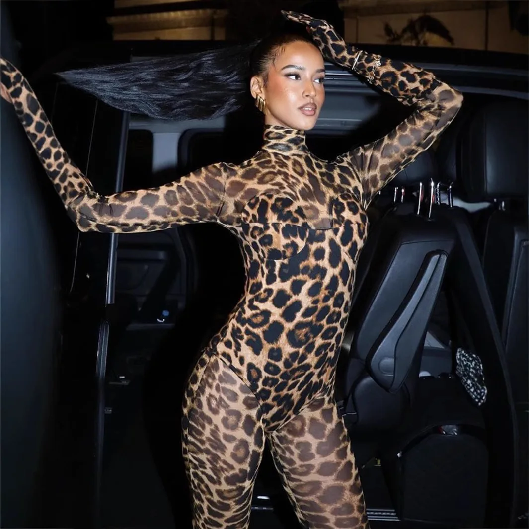 Women's Leopard Print Jumpsuits 2025 Spring Mesh Long Sleeve Tight Sexy Long Jumpsuit Macacao Feminina Elegante Mono Largo Mujer
Women's Leopard Print Jumpsuits 2025 Spring Mesh Long Sleeve Tight Sexy Long Jumpsuit Macacao Feminina Elegante Mono Largo Mujer