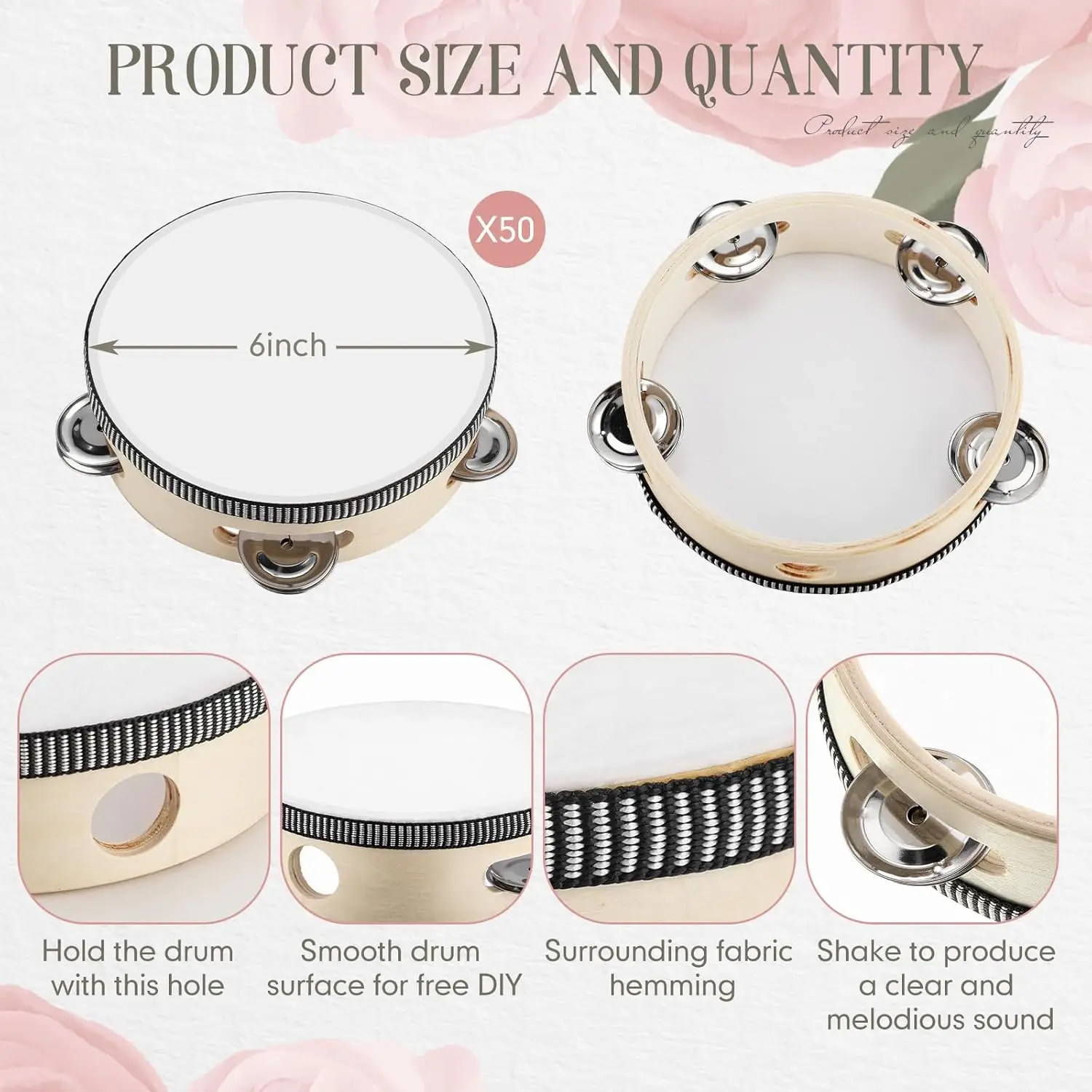 20-120Pcs Wedding Tambourines for Adults Hand Drums Noise Makers Musical Instruments Tambourine for Church Party Favor 4/6/8Inch
20-120Pcs Wedding Tambourines for Adults Hand Drums Noise Makers Musical Instruments Tambourine for Church Party Favor 4/6/8Inch