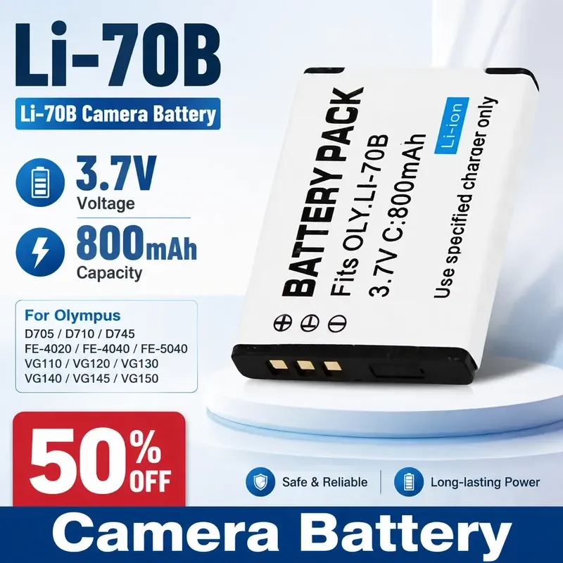 Li-70B LI-70B Camera Battery 3.7V 800mAh for Olympus D705 D710 D745 FE-4020 FE-4040 FE5040 VG110 VG120 VG130 VG140 VG145
Li-70B LI-70B Camera Battery 3.7V 800mAh for Olympus D705 D710 D745 FE-4020 FE-4040 FE5040 VG110 VG120 VG130 VG140 VG145