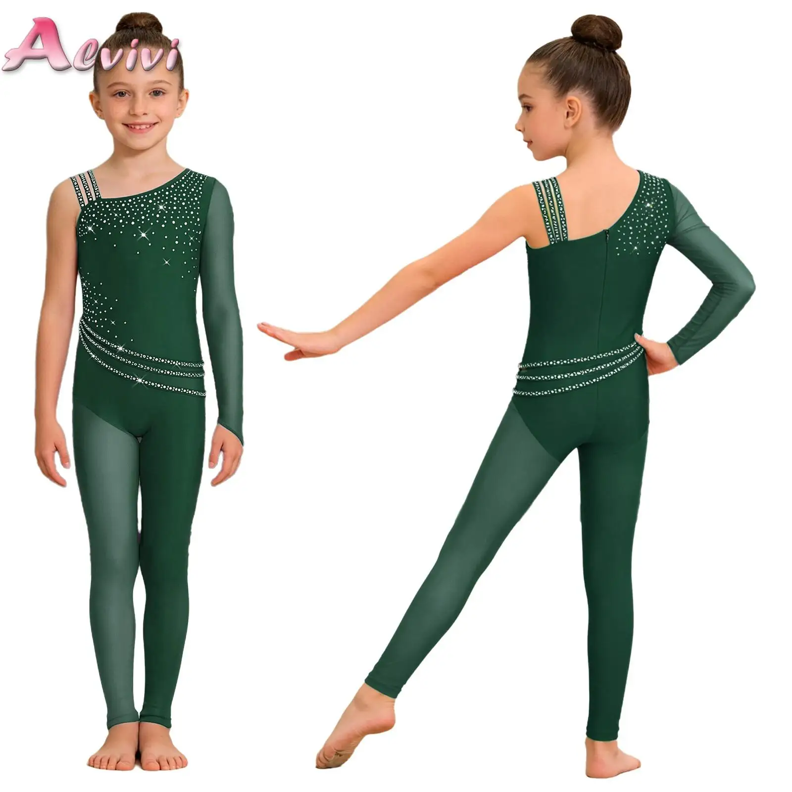 Kids Girls Sparkly Rhinestone Asymmetry Print Jumpsuit Full Length Bodysuit Catsuit for Figure Skating Ballet Gymnastics Leotard
Kids Girls Sparkly Rhinestone Asymmetry Print Jumpsuit Full Length Bodysuit Catsuit for Figure Skating Ballet Gymnastics Leotard