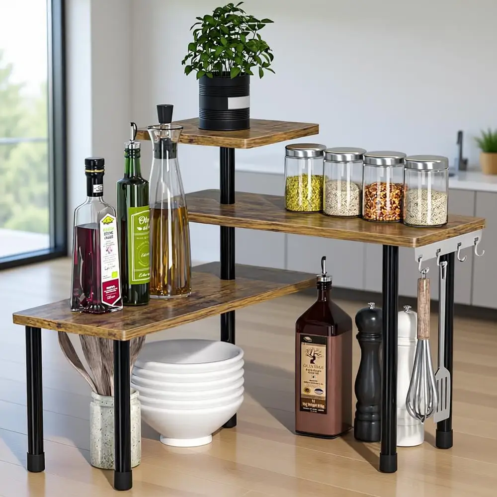 3-ярусная портативная полка-органайзер для кухни, ванной и специй в деревенском стиле, коричневая
3-ярусная портативная полка-органайзер для кухни, ванной и специй в деревенском стиле, коричневая