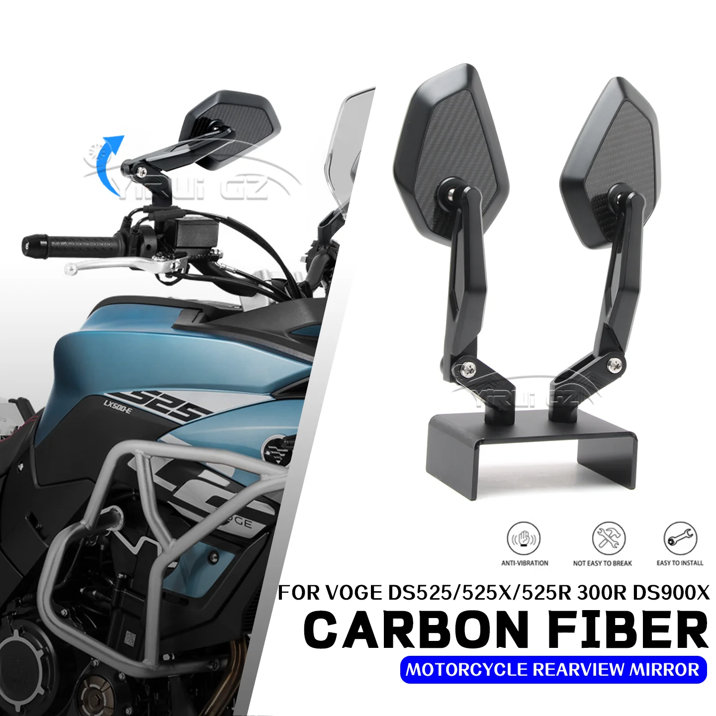 Motorcycle rearview mirrors Rearview Side Mirror Foldable mirrors rod FOR VOGE DS525 300R 525R DS525X DS900X anti-glare mirrors
Motorcycle rearview mirrors Rearview Side Mirror Foldable mirrors rod FOR VOGE DS525 300R 525R DS525X DS900X anti-glare mirrors