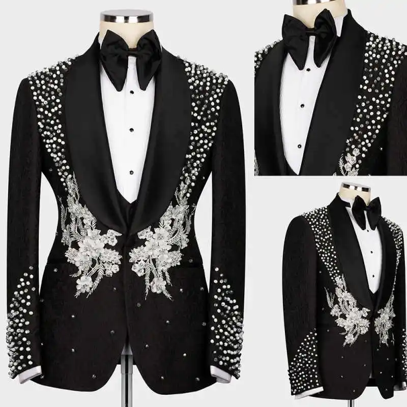 High End Wedding Groom Tuxedo 2 Pieces Jacket Pants Single Breasted Applique Crystals Beads Evening Prom Wear Customized
High End Wedding Groom Tuxedo 2 Pieces Jacket Pants Single Breasted Applique Crystals Beads Evening Prom Wear Customized
