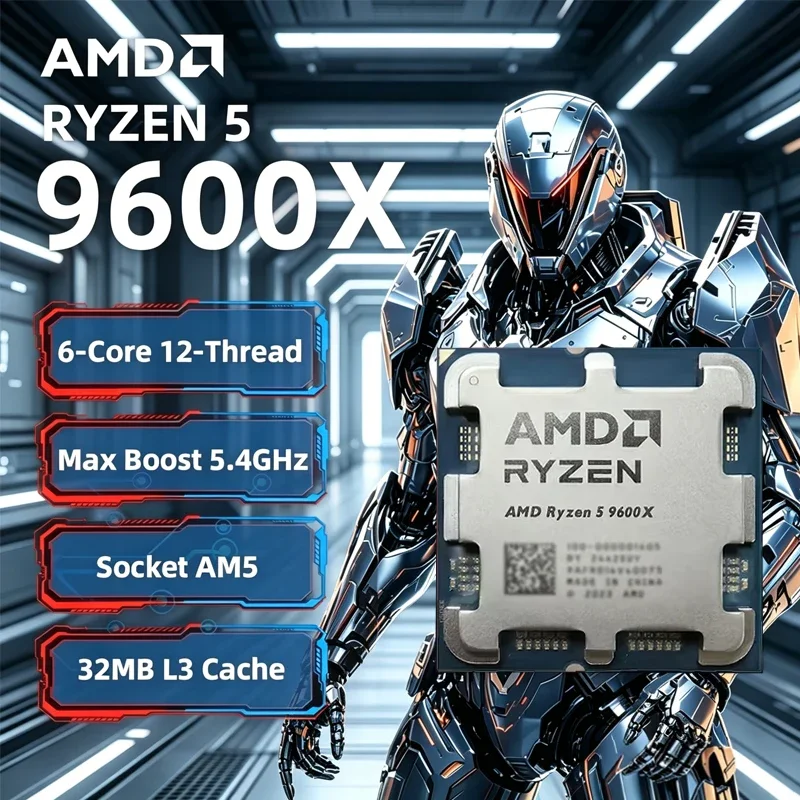 AMD Ryzen 5 9600X 100% AMD R5 9600X CPU Max Boost Up to 5.4GHz 6 Cores 12 Threads 32MB L3 Cache AM5 for B850 X870 Loose Pieces
AMD Ryzen 5 9600X 100% AMD R5 9600X CPU Max Boost Up to 5.4GHz 6 Cores 12 Threads 32MB L3 Cache AM5 for B850 X870 Loose Pieces