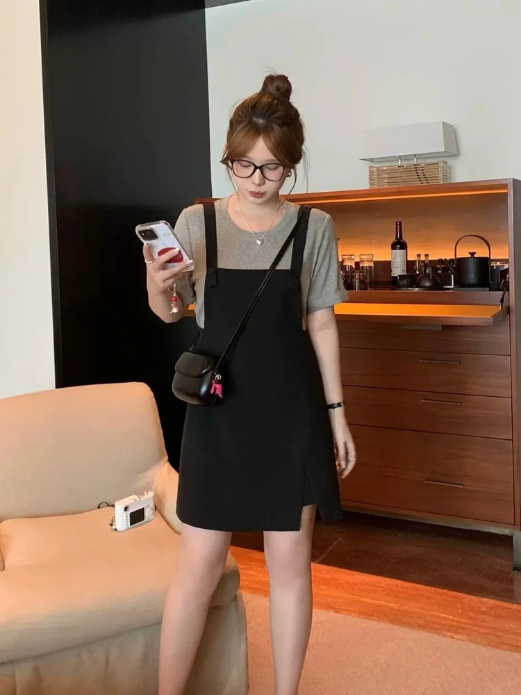 plus Size Women's Summer Casual Dress Fake Two-Piece A-Line Skirt Short Sleeve round Neck Pure Color Loose Waist Polyester Fiber
plus Size Women's Summer Casual Dress Fake Two-Piece A-Line Skirt Short Sleeve round Neck Pure Color Loose Waist Polyester Fiber