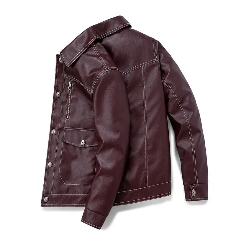 Faux Leather Jacket Men Motorcycle Casual Jaqueta Masculina Turndown Collar Business Coat Fashion Pocket Button Loose PU Outrwea
Faux Leather Jacket Men Motorcycle Casual Jaqueta Masculina Turndown Collar Business Coat Fashion Pocket Button Loose PU Outrwea