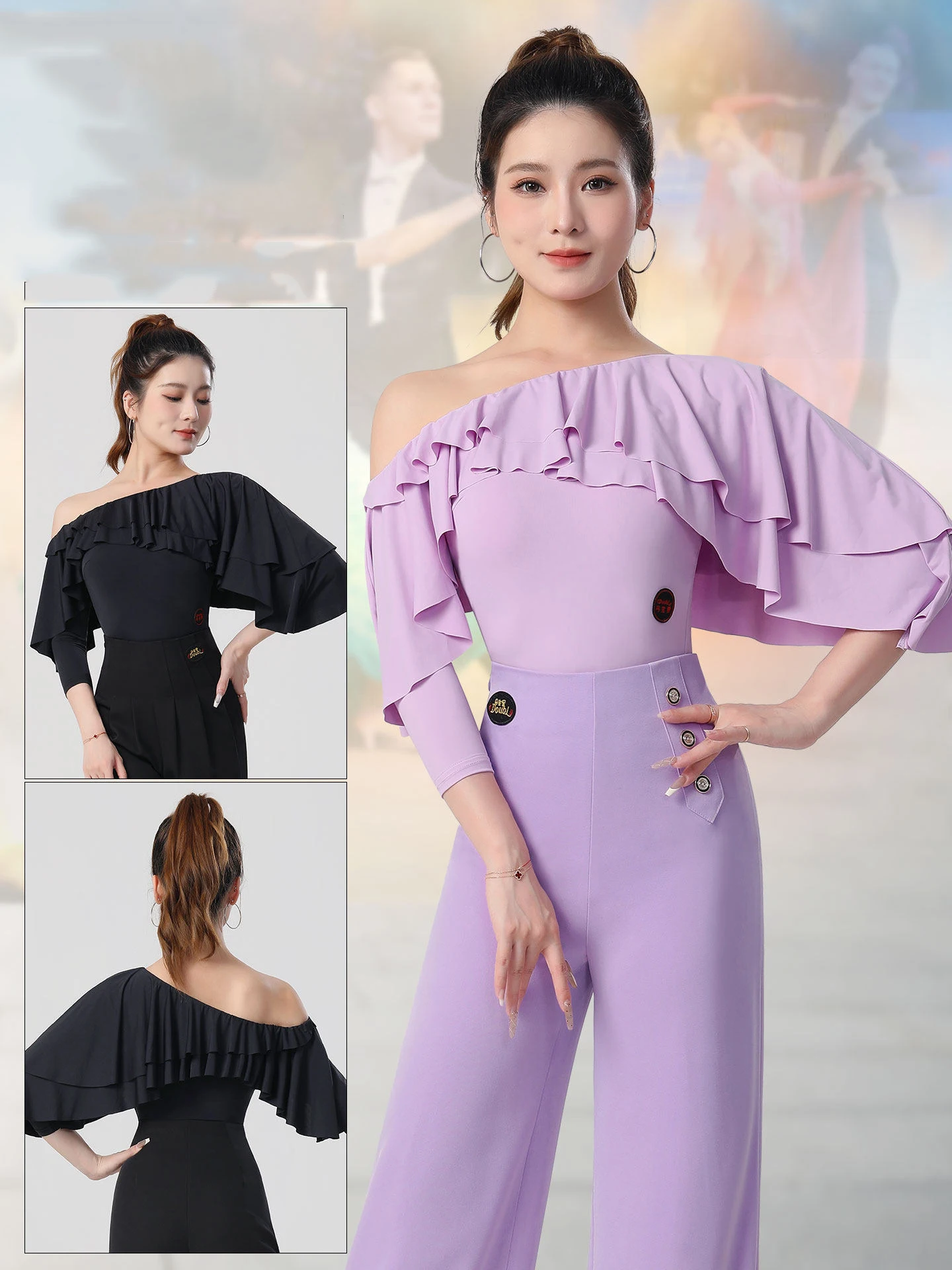 2026 New Lady Slanting Shoulder Ruffled Jumpsuit Ballroom Dance Modern Dance Top Women Tango Dress Latin Dance Costumes DN23695
2026 New Lady Slanting Shoulder Ruffled Jumpsuit Ballroom Dance Modern Dance Top Women Tango Dress Latin Dance Costumes DN23695