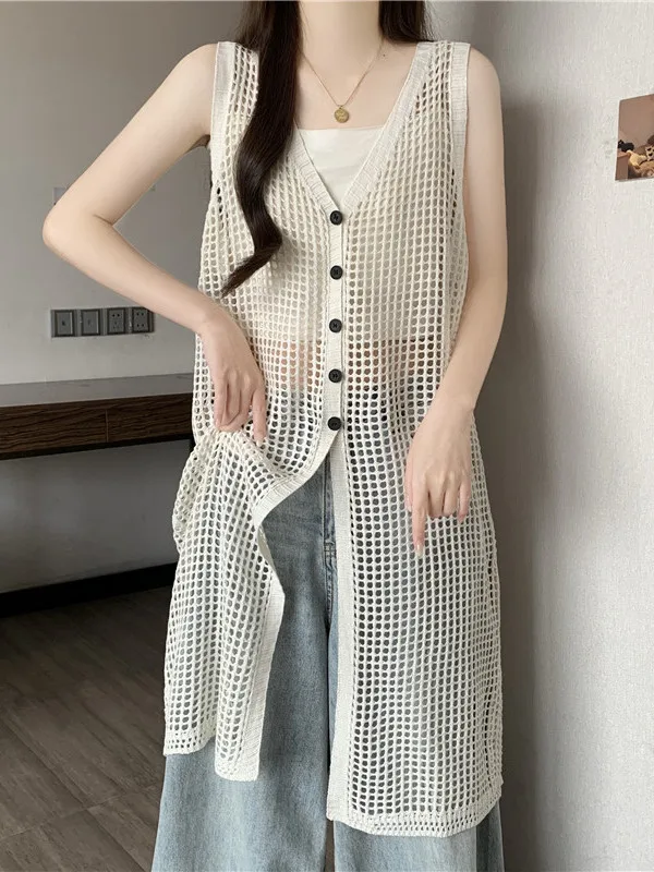 plus Size Knitted Hollow out Summer Vacation Style Women's Long Sleeveless Vest Casual Soft Breathable Daily Wear for Younger...
plus Size Knitted Hollow out Summer Vacation Style Women's Long Sleeveless Vest Casual Soft Breathable Daily Wear for Younger...