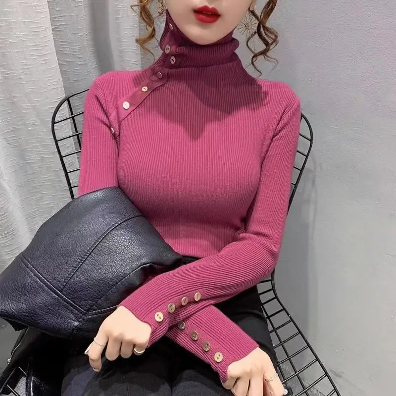 Autumn Winter High Collar Sweater Women Pullover Fashion Single Breasted Long Sleeved Top Warm Solid Color Basic Sweater
Autumn Winter High Collar Sweater Women Pullover Fashion Single Breasted Long Sleeved Top Warm Solid Color Basic Sweater