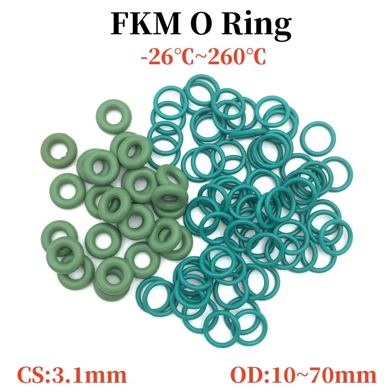 10pcs Superior FKM Fluorine Rubber CS 3.1mm OD 10mm~70mm O Ring Sealing Gasket Insulation Oil High Temperature Resistance Green
10pcs Superior FKM Fluorine Rubber CS 3.1mm OD 10mm~70mm O Ring Sealing Gasket Insulation Oil High Temperature Resistance Green