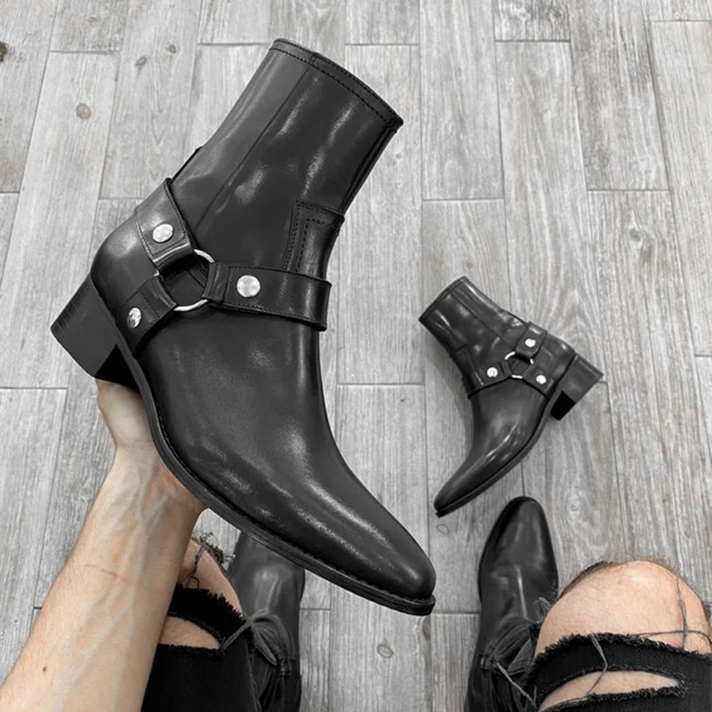 Black Classic Ankle Boots for Men Genuine Leather Metal Buckle Zip Men Motorcycle Boots Squre Heels Man Botas De Trabajo Hombre
Black Classic Ankle Boots for Men Genuine Leather Metal Buckle Zip Men Motorcycle Boots Squre Heels Man Botas De Trabajo Hombre