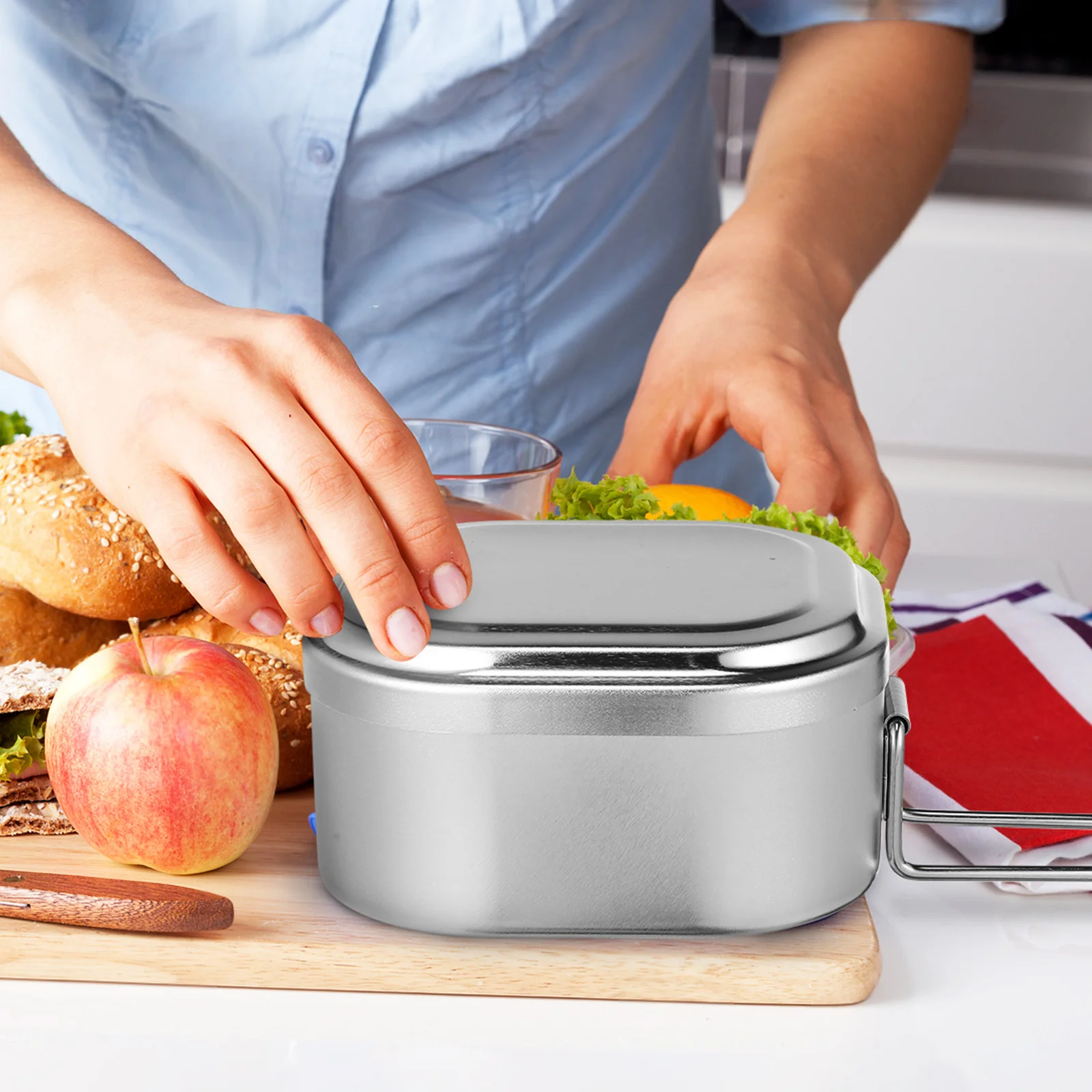 Reusable Aluminum Lunch Box Leakproof Food Container 950ml Portable Outdoor Camping Picnic Travel Storage Aluminum Box with Lid
Reusable Aluminum Lunch Box Leakproof Food Container 950ml Portable Outdoor Camping Picnic Travel Storage Aluminum Box with Lid