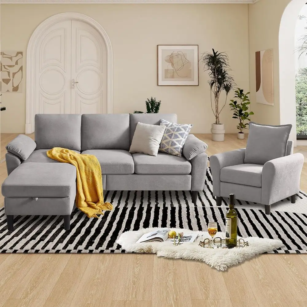 3-Piece Living Room Set: Sofa, Storage Ottoman, and Single Chair
3-Piece Living Room Set: Sofa, Storage Ottoman, and Single Chair