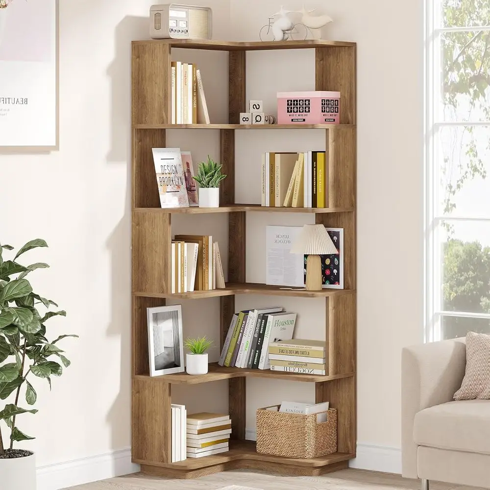 L-Shaped 64.9 Tall 6-Tier Bookshelf with Anti-Drop Panel, Light Brown Wooden Grain Storage Rack for Home or Office
L-Shaped 64.9 Tall 6-Tier Bookshelf with Anti-Drop Panel, Light Brown Wooden Grain Storage Rack for Home or Office