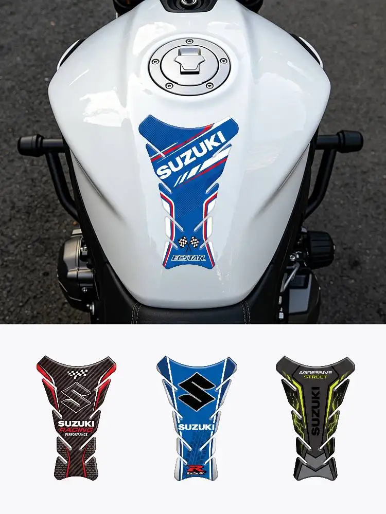 FOR SUZUKI Motorcycle PVC Tank Pad Tank Cap Protector Racing Sticker Universal