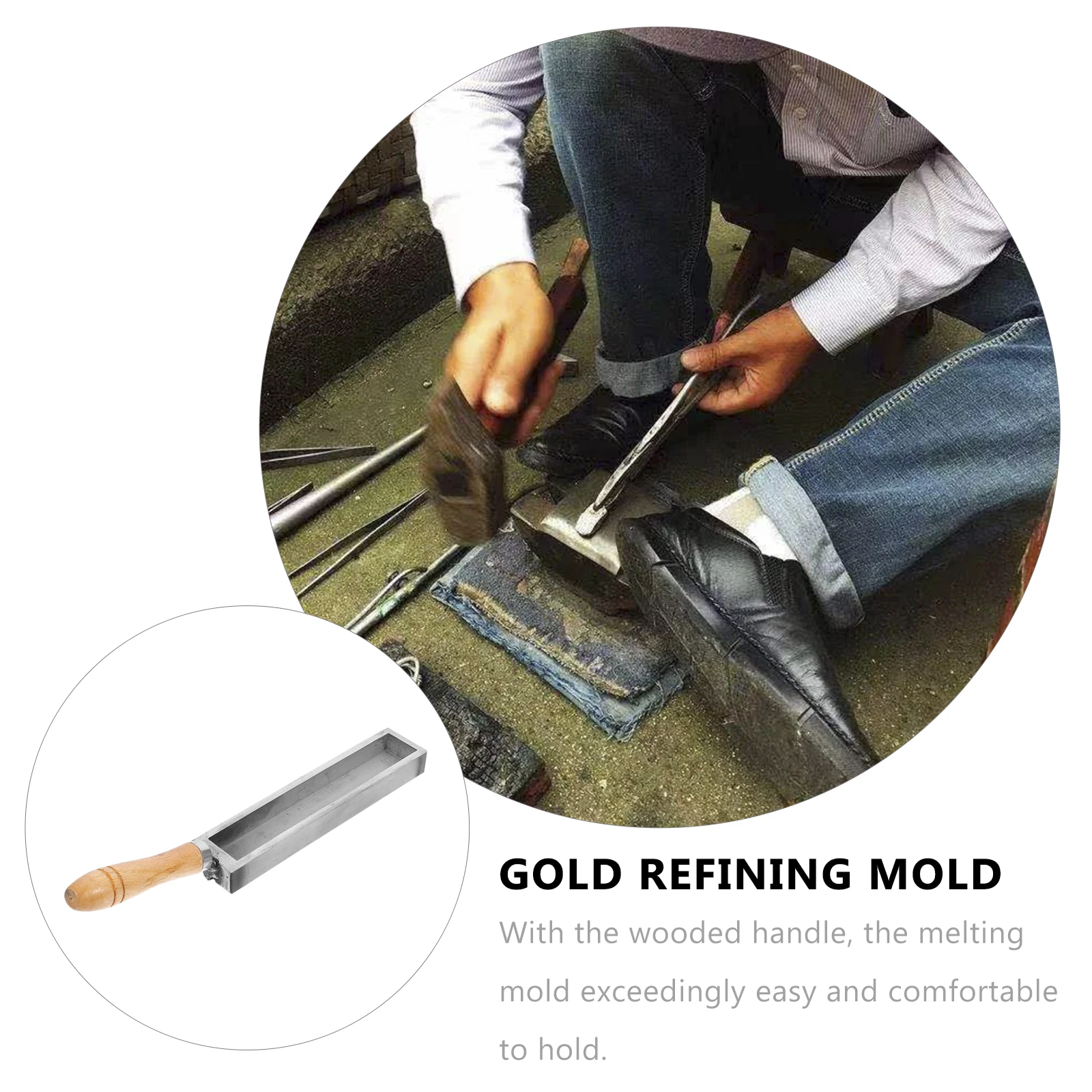 Melting Mold for Gold Silver Bar Iron Wood Handle Casting Tool Refined Metal Jewelry Making Gold Refining Mould
Melting Mold for Gold Silver Bar Iron Wood Handle Casting Tool Refined Metal Jewelry Making Gold Refining Mould