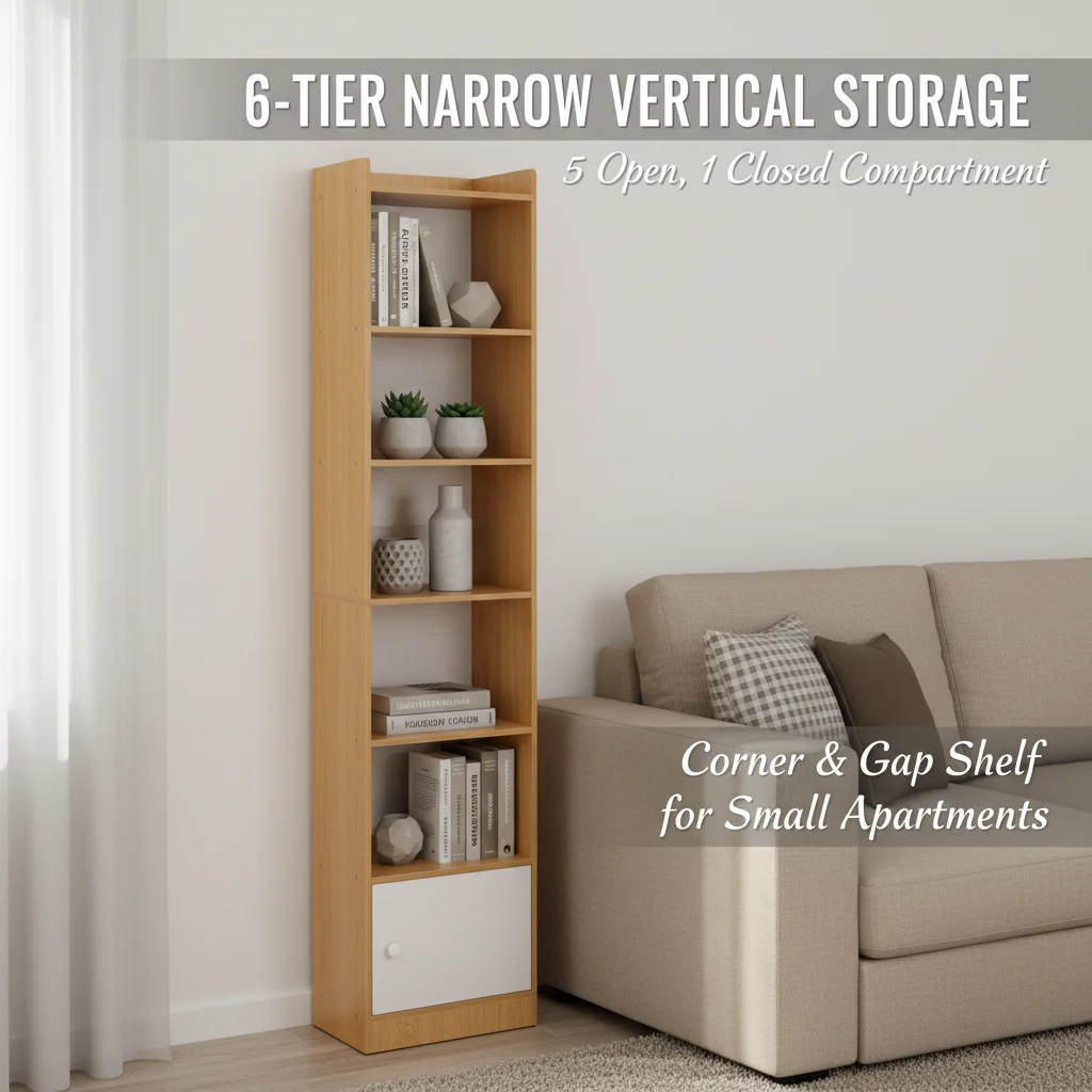 6-Tier Narrow Storage Cabinet with Door, 40x24x181cm Tall Corner Shelf Unit for Living Room Bedroom, Rainforest Silver Oak & White
6-Tier Narrow Storage Cabinet with Door, 40x24x181cm Tall Corner Shelf Unit for Living Room Bedroom, Rainforest Silver Oak & White