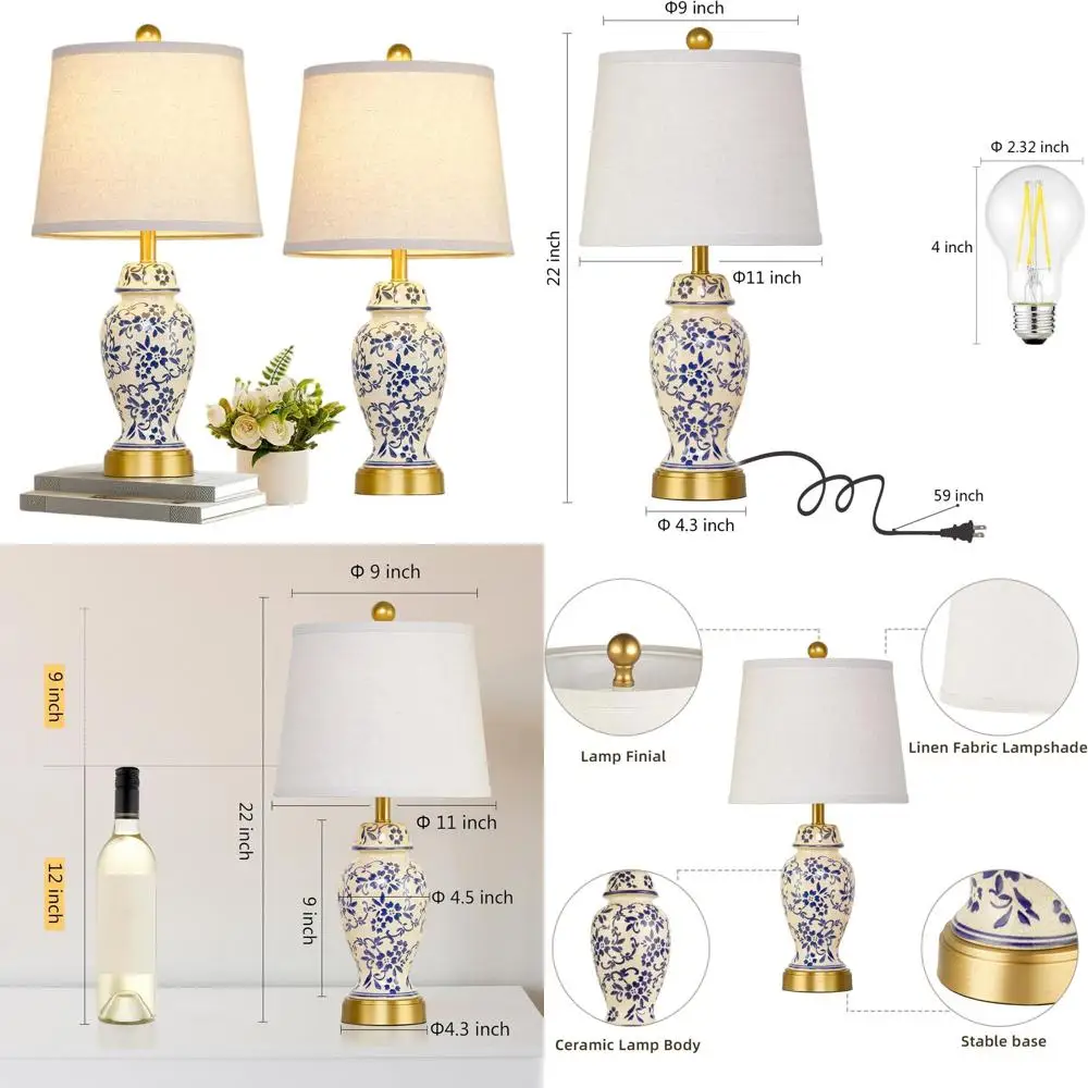 Пара традиционных синих фарфоровых светодиодных настольных ламп для гостиной, спальни и прикроватной тумбочки с золотистой отделкой
Пара традиционных синих фарфоровых светодиодных настольных ламп для гостиной, спальни и прикроватной тумбочки с золотистой отделкой