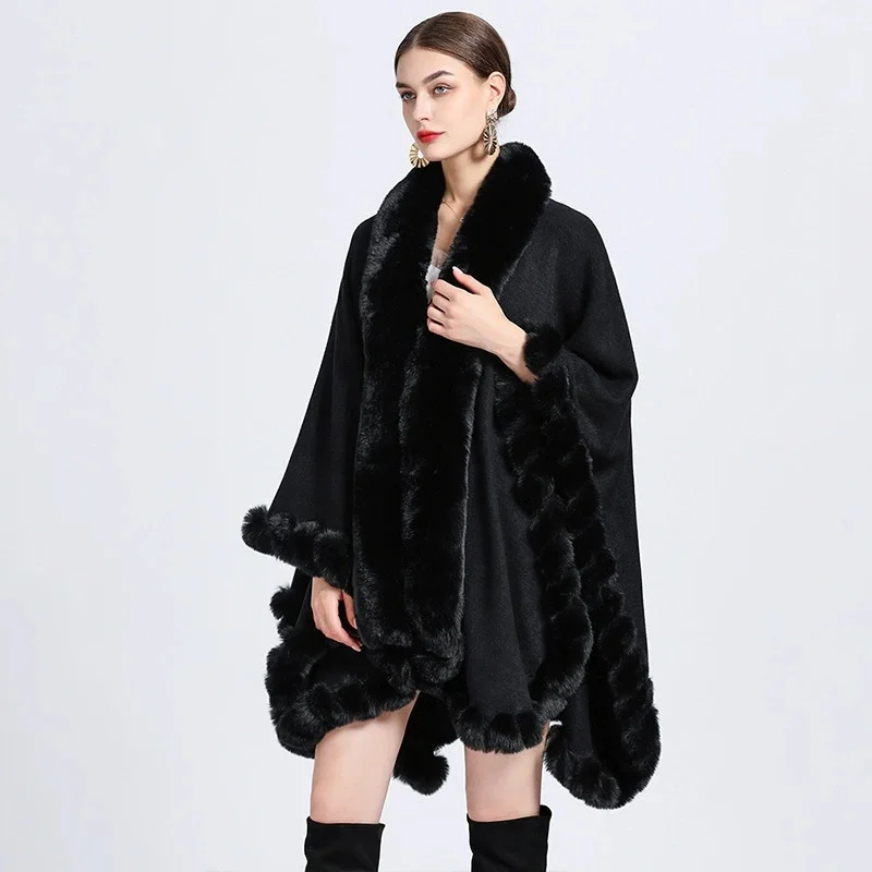 10 Colors Women String Faux Fur Collar Loose Oversize Cape Winter Big Pendulum Cloak Knitted Warm Thick Long Shawl Poncho Coat
10 Colors Women String Faux Fur Collar Loose Oversize Cape Winter Big Pendulum Cloak Knitted Warm Thick Long Shawl Poncho Coat