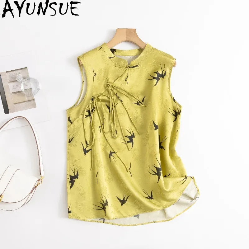 AYUNSUE 100% Silk Women's Tanks Chinese Style Stand-up Collar Lace-up Vest Retro Pullover Summer Tops for Woman Clothes Футболка
AYUNSUE 100% Silk Women's Tanks Chinese Style Stand-up Collar Lace-up Vest Retro Pullover Summer Tops for Woman Clothes Футболка