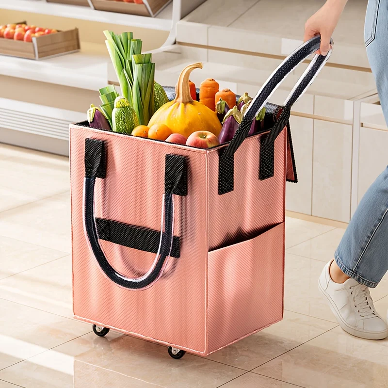 16 Gallon Extra Large Rolling Grocery Bag with Wheels, 60L Heavy Duty Foldable Shopping Cart, Waterproof Thickened Material Travel Tote, Metallic Rose Golden/Black/Silver Multi-Functional Utility Bag
16 Gallon Extra Large Rolling Grocery Bag with Wheels, 60L Heavy Duty Foldable Shopping Cart, Waterproof Thickened Material Travel Tote, Metallic Rose Golden/Black/Silver Multi-Functional Utility Bag