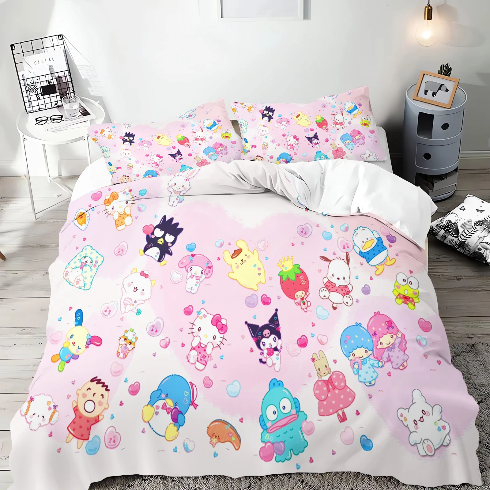 Kuromi Anime, Home Bedroom Comforte Nordic polyester material, suitable for children and adults, 3-piece set
Kuromi Anime, Home Bedroom Comforte Nordic polyester material, suitable for children and adults, 3-piece set