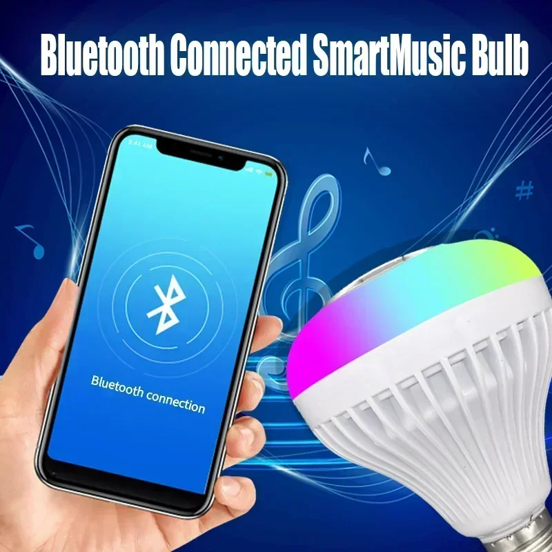 Wireless Smart Light Bulb with Remote Control, RGB color Speaker LED Music Light Bulb with Built-in Bluetooth Speaker Changing
Wireless Smart Light Bulb with Remote Control, RGB color Speaker LED Music Light Bulb with Built-in Bluetooth Speaker Changing