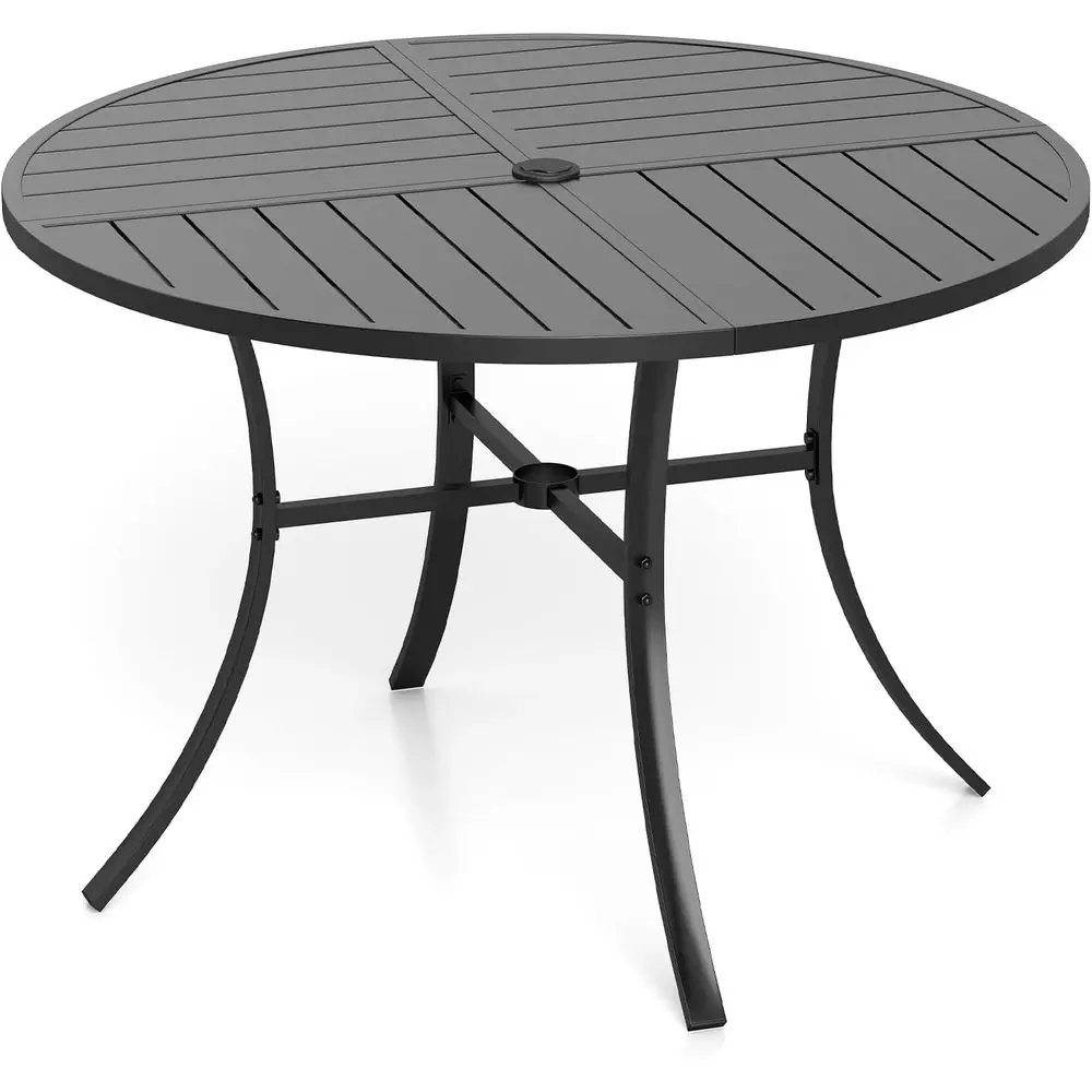 Round Metal Patio Dining Table with Umbrella Hole, 4-Person Outdoor Furniture for Garden, Balcony, and Backyard
Round Metal Patio Dining Table with Umbrella Hole, 4-Person Outdoor Furniture for Garden, Balcony, and Backyard