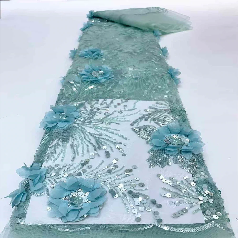 African 3D Flowers Fabric 5 Yards 2024 High Quality Lace Sequins Embroidered French Nigerian Lace Fabric For Wedding Party Dress
African 3D Flowers Fabric 5 Yards 2024 High Quality Lace Sequins Embroidered French Nigerian Lace Fabric For Wedding Party Dress