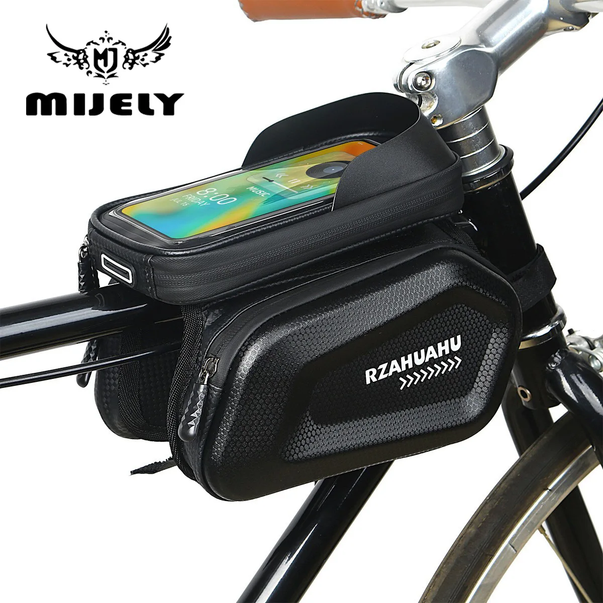 Bicycle Bag with Front Phone Holder, Touchscreen Top Tube Mount, Reflective Mountain Bike Accessories
Bicycle Bag with Front Phone Holder, Touchscreen Top Tube Mount, Reflective Mountain Bike Accessories