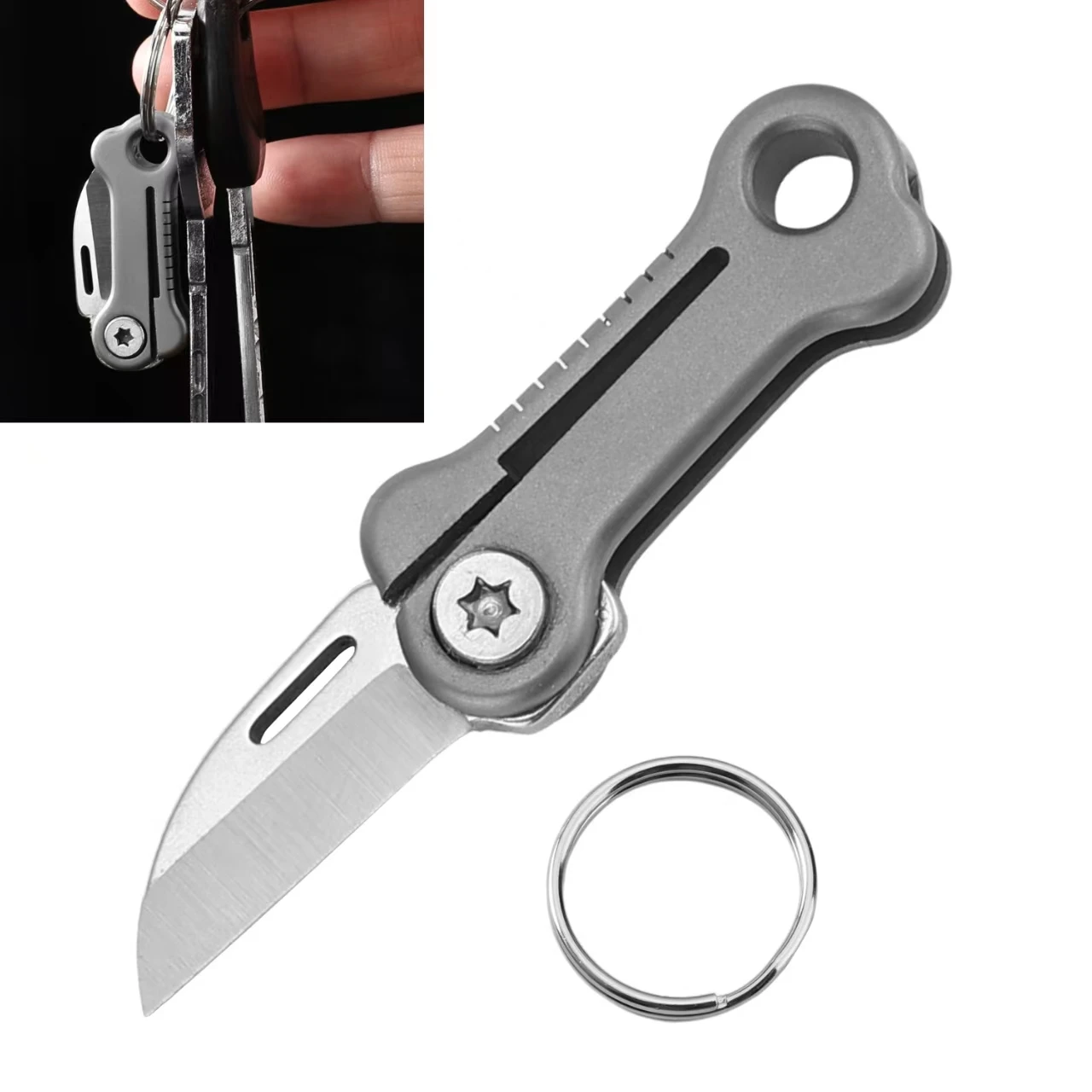 New Titanium Alloy Bone Mini Folding Knife Sharp Portable Detachable Express Delivery Key Chain Pendant Convenient Pocket Knife
New Titanium Alloy Bone Mini Folding Knife Sharp Portable Detachable Express Delivery Key Chain Pendant Convenient Pocket Knife