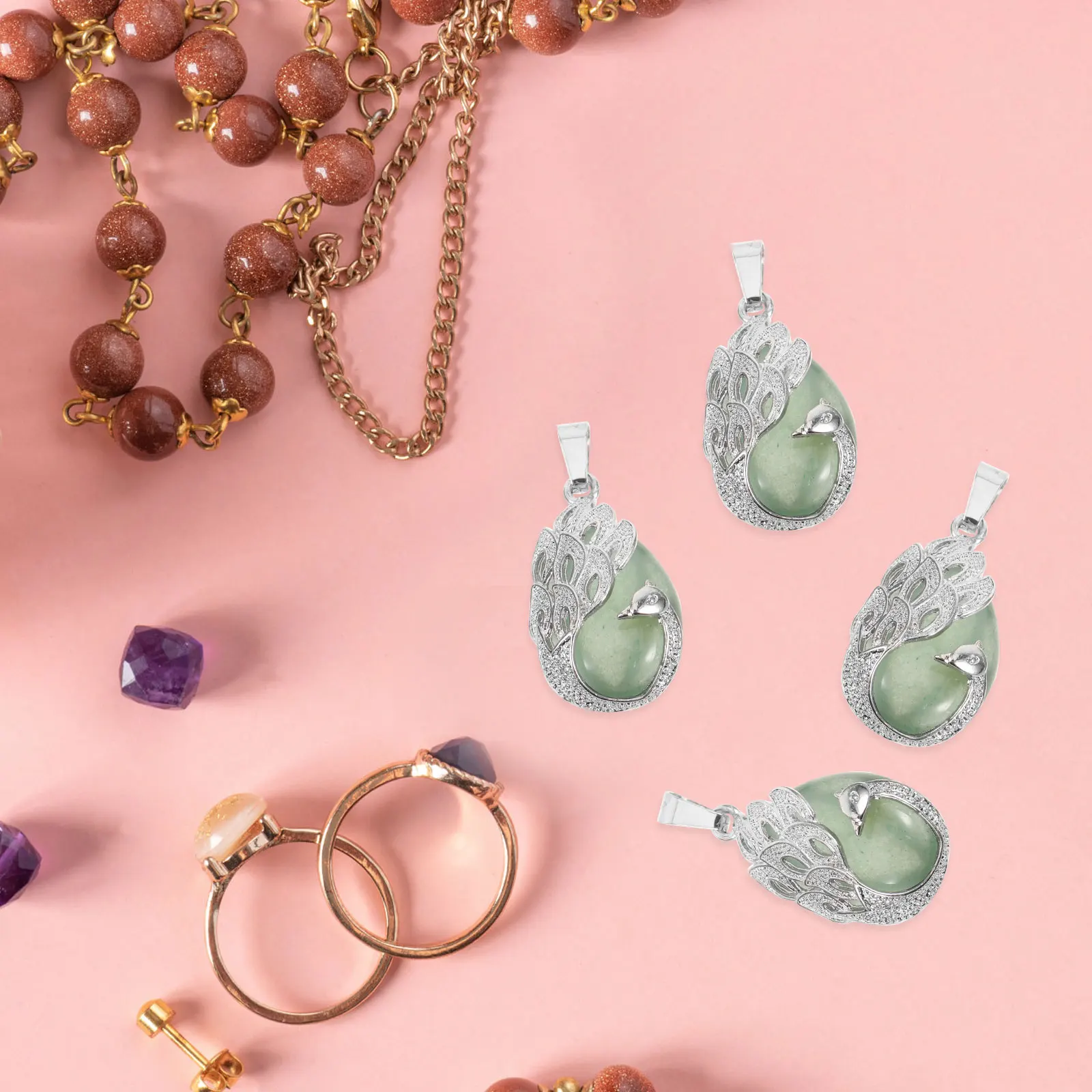 4pcs Gemstone Peacock Pendant H made naments Jewelry Making Hanging Charms Durable Accessories Bracelet Decors Earring Charms 
4pcs Gemstone Peacock Pendant H made naments Jewelry Making Hanging Charms Durable Accessories Bracelet Decors Earring Charms